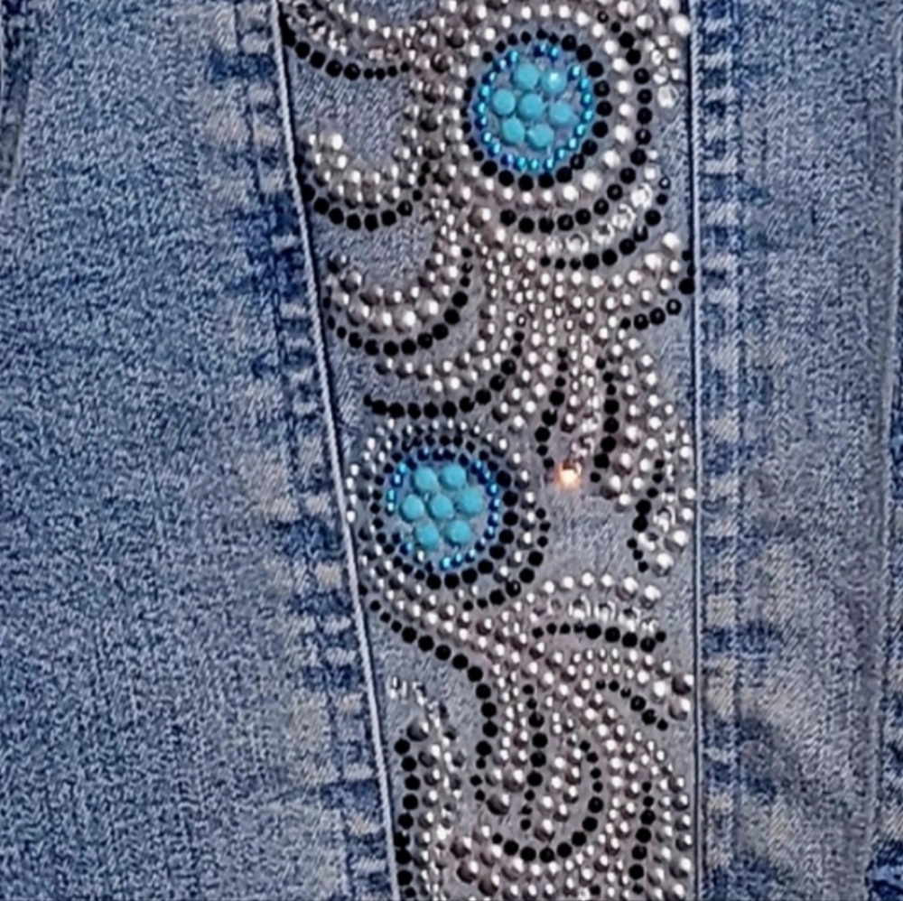 Christine Alexander Embellished Denim Jacket Swarovski Crystal Size S - Picture 6 of 8